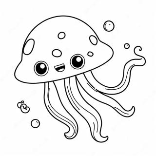 Cute Jellyfish Floating Coloring Page 2202-1807