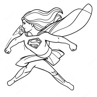 Supergirl In A Dynamic Pose Coloring Page 22042-17731