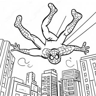 Spider Man Swinging Through City Coloring Page 22072-17741