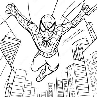 Spider Man Swinging Through City Coloring Page 22072-17742