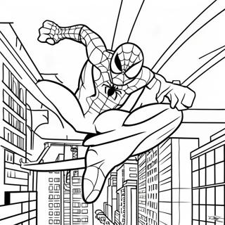 Spider Man Swinging Through City Coloring Page 22072-17743