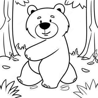 Playful Grizzly Bear In A Forest Coloring Page 22092-17762