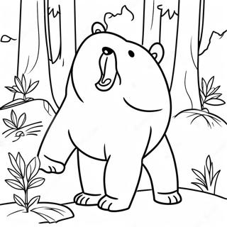 Playful Grizzly Bear In A Forest Coloring Page 22092-17763