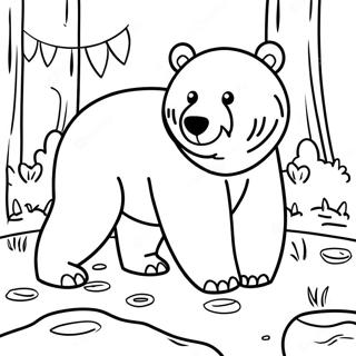 Playful Grizzly Bear In A Forest Coloring Page 22092-17764