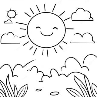 Sunny Day With Clouds Coloring Page 2212-1816