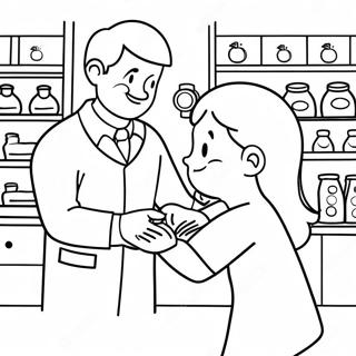 Cute Pharmacist Helping Customer Coloring Page 22152-17809