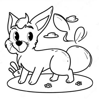 Playful Fox And Hound Coloring Page 22212-17853