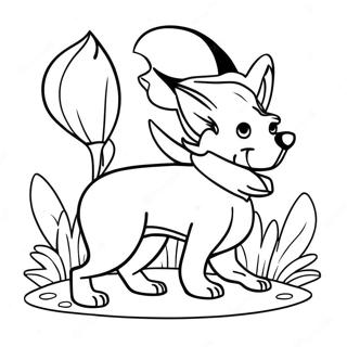 Playful Fox And Hound Coloring Page 22212-17856