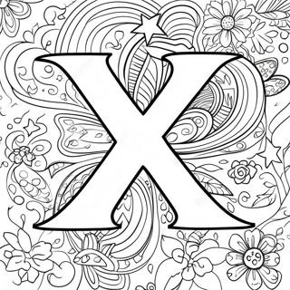 Colorful Letter X With Stars Coloring Page 22252-17887