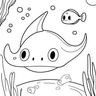 Cute Stingray Swimming Coloring Page 22262-17899