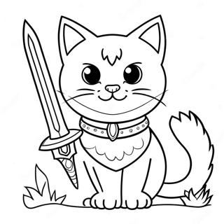 Majestic Warrior Cat With Sword Coloring Page 22282-17919