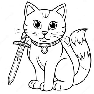 Majestic Warrior Cat With Sword Coloring Page 22282-17920