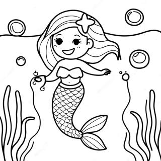 Black Mermaid Underwater Scene Coloring Page 22331-17950