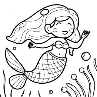 Black Mermaid Underwater Scene Coloring Page 22331-17951