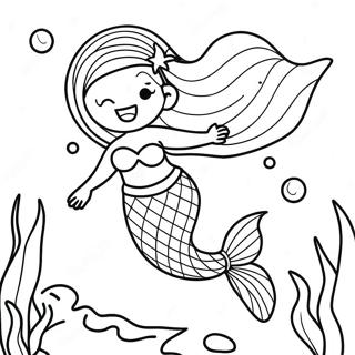 Black Mermaid Underwater Scene Coloring Page 22331-17952