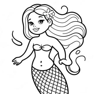 Elegant Black Mermaid With Flowing Hair Coloring Page 22332-17953