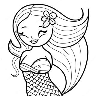 Elegant Black Mermaid With Flowing Hair Coloring Page 22332-17954