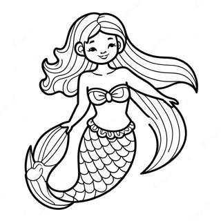 Elegant Black Mermaid With Flowing Hair Coloring Page 22332-17955