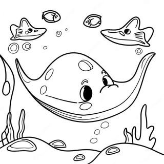 Cute Sting Ray Swimming Coloring Page 22392-18001