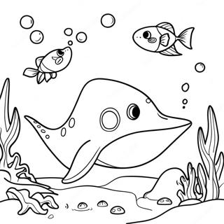 Cute Sting Ray Swimming Coloring Page 22392-18003