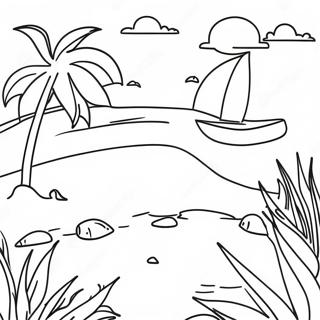 Beach Summer Scene Coloring Page 22441-18042