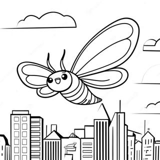 Mothra Flying Over City Coloring Page 22462-18059