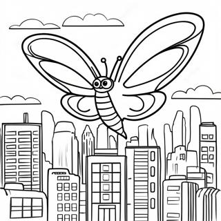 Mothra Flying Over City Coloring Page 22462-18060