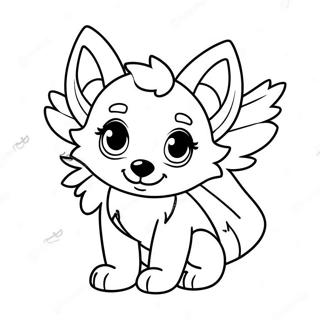 Cute Baby Wolf With Colorful Wings Coloring Page 22481-18069