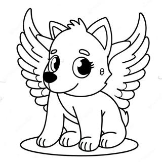 Cute Baby Wolf With Colorful Wings Coloring Page 22481-18072