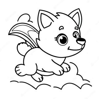 Majestic Baby Wolf Flying In The Sky Coloring Page 22482-18073