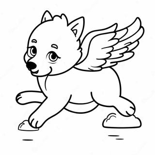 Majestic Baby Wolf Flying In The Sky Coloring Page 22482-18074