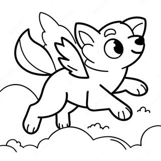 Majestic Baby Wolf Flying In The Sky Coloring Page 22482-18076