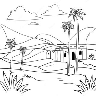 Beautiful Palestinian Landscape Coloring Page 22502-18085