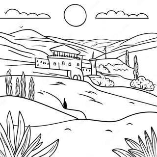 Beautiful Palestinian Landscape Coloring Page 22502-18086