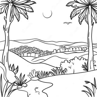 Beautiful Palestinian Landscape Coloring Page 22502-18087