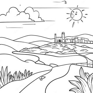 Beautiful Palestinian Landscape Coloring Page 22502-18088