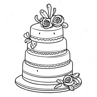 Three Tiered Wedding Cake Coloring Page 22512-18098