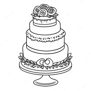 Three Tiered Wedding Cake Coloring Page 22512-18099