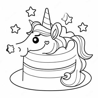 Magical Unicorn Cake With Stars Coloring Page 2252-1841