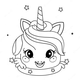 Magical Unicorn Cake With Stars Coloring Page 2252-1843