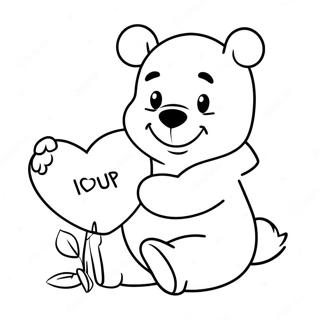 Winnie The Pooh Holding A Heart Coloring Pages