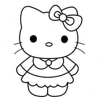 Hello Kitty In A Cute Dress Coloring Page 22692-18234