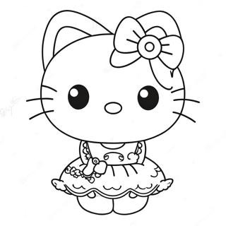 Hello Kitty In A Cute Dress Coloring Page 22692-18235