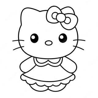 Hello Kitty In A Cute Dress Coloring Page 22692-18236