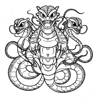 Fierce Hydra With Multiple Heads Coloring Page 22742-18270