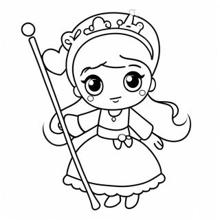 Cute Anime Princess With Magical Staff Coloring Page 22762-18287