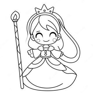 Cute Anime Princess With Magical Staff Coloring Page 22762-18288