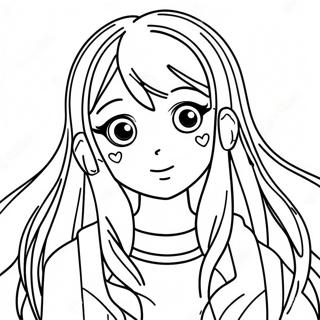 Long Hair Anime Girl With Sparkling Eyes Coloring Page 22821-18329