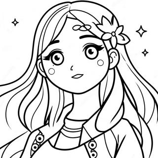 Long Hair Anime Girl With Sparkling Eyes Coloring Page 22821-18331