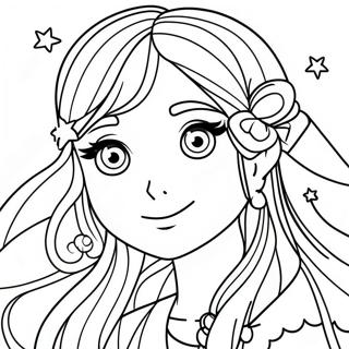 Long Hair Anime Girl With Sparkling Eyes Coloring Page 22821-18332